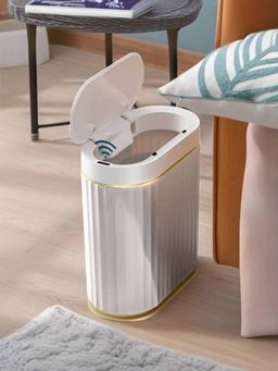 Savya Home - Automatic Dustbin Plastic 7L White & Gold
