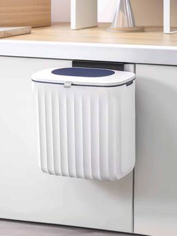 Savya Home - Hanging Dustbin Plastic 8L White & Blue
