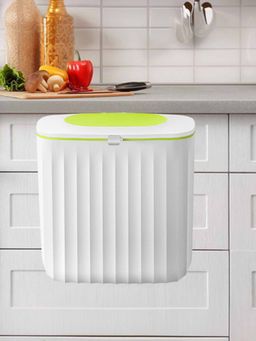 Savya Home - Hanging Dustbin Plastic 8L White & Green