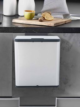 Savya Home - 6L Hanging Steel Dustbin with Inner Bucket Silver