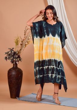 Maaesa - Yellow & Green Hand Dyed Kaftan Dress
