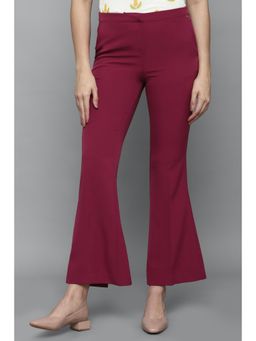 Allen Solly - Maroon Solid Trousers