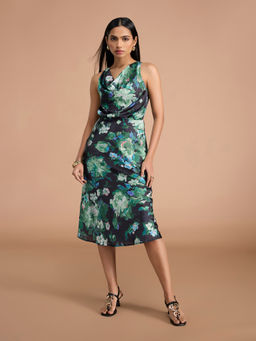 RSVP by Nykaa Fashion - Green Sleeveless Cowl Top with Midi Skirt