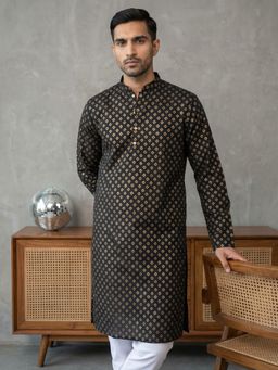 Jompers - Black Festive Cotton Blend Printed Kurta