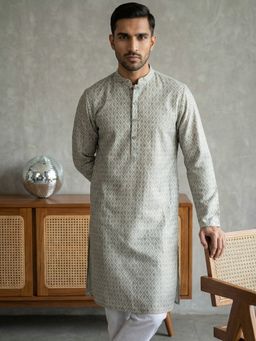 Jompers - Off White Foil Printed Cotton Blend Kurta
