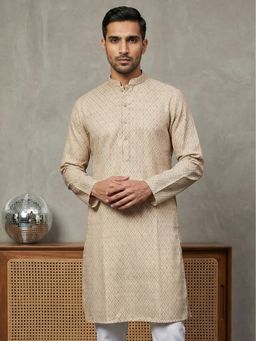Jompers - Peach Foil Printed Cotton Blend Kurta