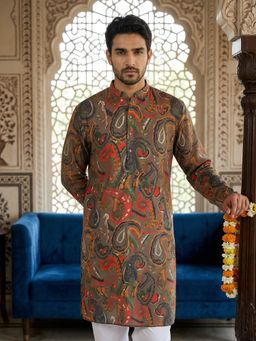 Jompers - Brown Paisley Printed Kurta