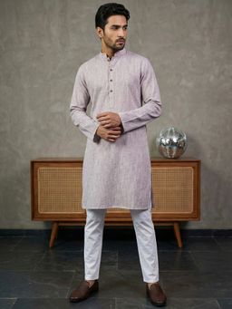 Jompers - Purple Woven Design Kurta with Pyjama