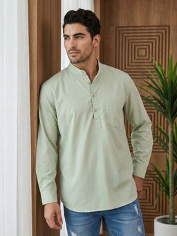 Jompers - Pista Green Casual Solid Short Kurta