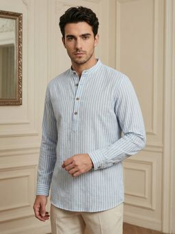 Jompers - Sky Blue Striped Short Kurta