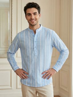 Jompers - Blue Stripe Pattern Cotton Blend Ethnic Kurta