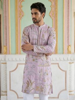 Jompers - Purple Floral Embroidered Straight Kurta