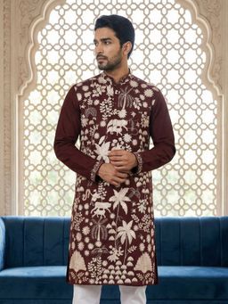 Jompers - Purple Embroidered Straight Kurta