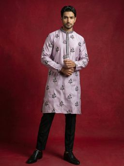 Jompers - Purple Chikankari Embroidered Kurta with Pyjama