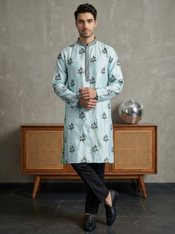Jompers - Blue Chikankari Embroidered Kurta with Pyjama
