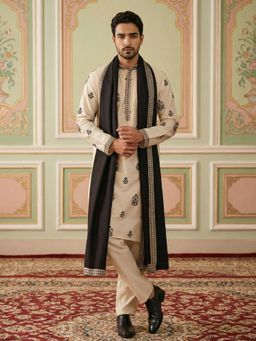 Jompers - White Embroidered and Sequin Kurta with Pyjama and Dupatta