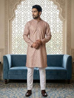 Jompers - Peach Foil Printed Kurta with Pyjama