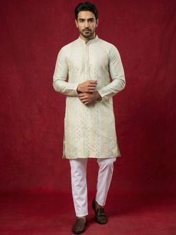 Jompers - Multicolour Embroidered & Mirror Work Straight Kurta with Pyjama