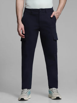 Jack & Jones - Navy Blue Slim Fit Stretch Cargo Pants