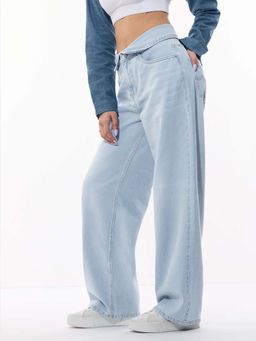 The Souled Store - Baggy-Fit Denim Cloudy Women Wide Leg Jeans
