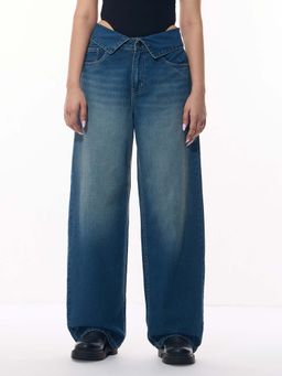 The Souled Store - Baggy-Fit Denim Blue Storm Women Wide Leg Jeans