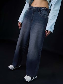 The Souled Store - Barrel-Fit Denim Midnight Women Barrel Fit Jeans
