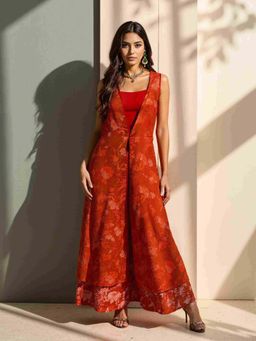 Naava - Amara Printed Mul Jacket and Top With Pant Co-ord Set