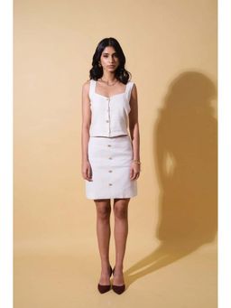 Naava - Handwoven Reverie Jute - Ivory Skirt and Top Co-ord Set