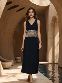 Naava - Handwoven Onyx Black Statement Dress