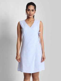 Bene Kleed - Women Tie Up Short Mini Checkered Dress
