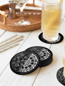 Macmerise - Pizza White Circular Coaster (Pack of 6)