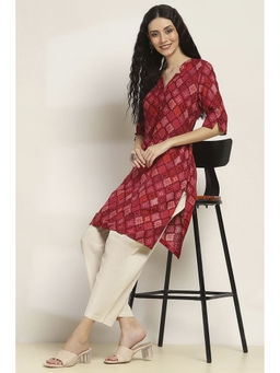 Rangriti - Women Red Viscose Rayon Printed Straight Kurta