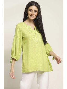Rangriti - Women Lime Green Viscose Rayon Straight Kurti