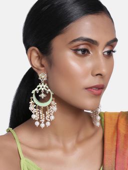 Peora - Gold Plated Multi-Color Kundan Pearl Chandbali Earrings