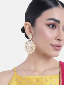 Peora - Gold Plated White Pearl Dangle Earrings