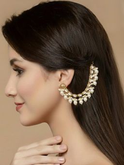 Peora - Gold Plated White Pearl Earring Chains