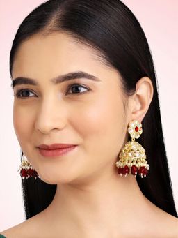 Peora - Gold Plated Multi-Color Stones & Beads Jhumki Earrings