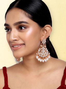 Peora - Rose Gold Plated White Dangle Earrings