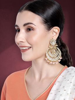 Peora - Gold Plated Multi-Color Indian Ethnic Kundan Pearl Chandbali Earrings