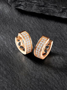 Peora - Rose Gold Plated Cubic Zirconia Fancy Hoop Earrings