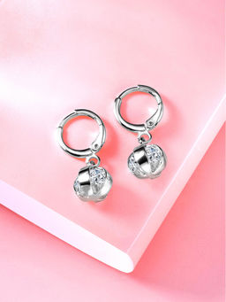 Peora - Silver Plated White Cubic Zirconia Hoop Earrings