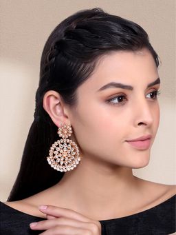 Peora - Rose Gold Plated White Dangle Earrings