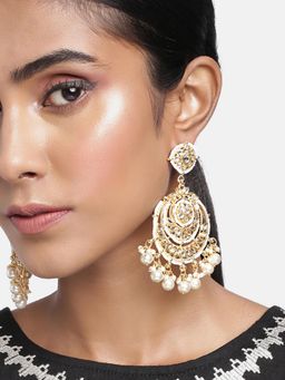 Peora - Intricately Designed White Chandbali Earrings