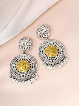 Peora - Oxidized Silver Gold Plated Multi-Color Lariya Dangle Earrings