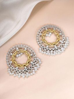 Peora - Oxidized Silver Gold Plated Multi-Color Lariya Stud Earrings