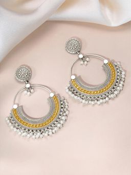 Peora - Oxidized Silver Gold Plated Multi-Color Chandbali Earrings
