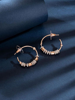 Peora - Rose Gold Plated Cubic Zirconia Half Hoop Earrings
