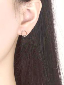 Peora - American Diamond Rose Gold Plated Stud Earrings