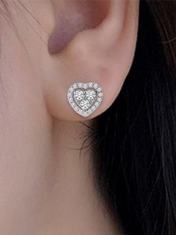Peora - American Diamond Silver Plated White Stud Earrings