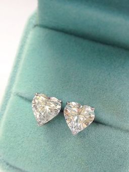 Peora - American Diamond Silver Plated White Stud Earrings